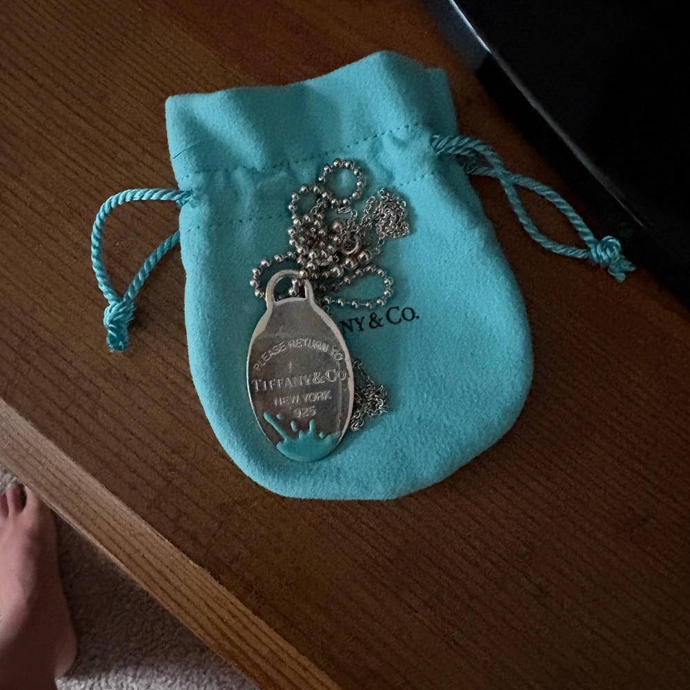 Tiffany & Co. Silver and Blue Tag Necklace